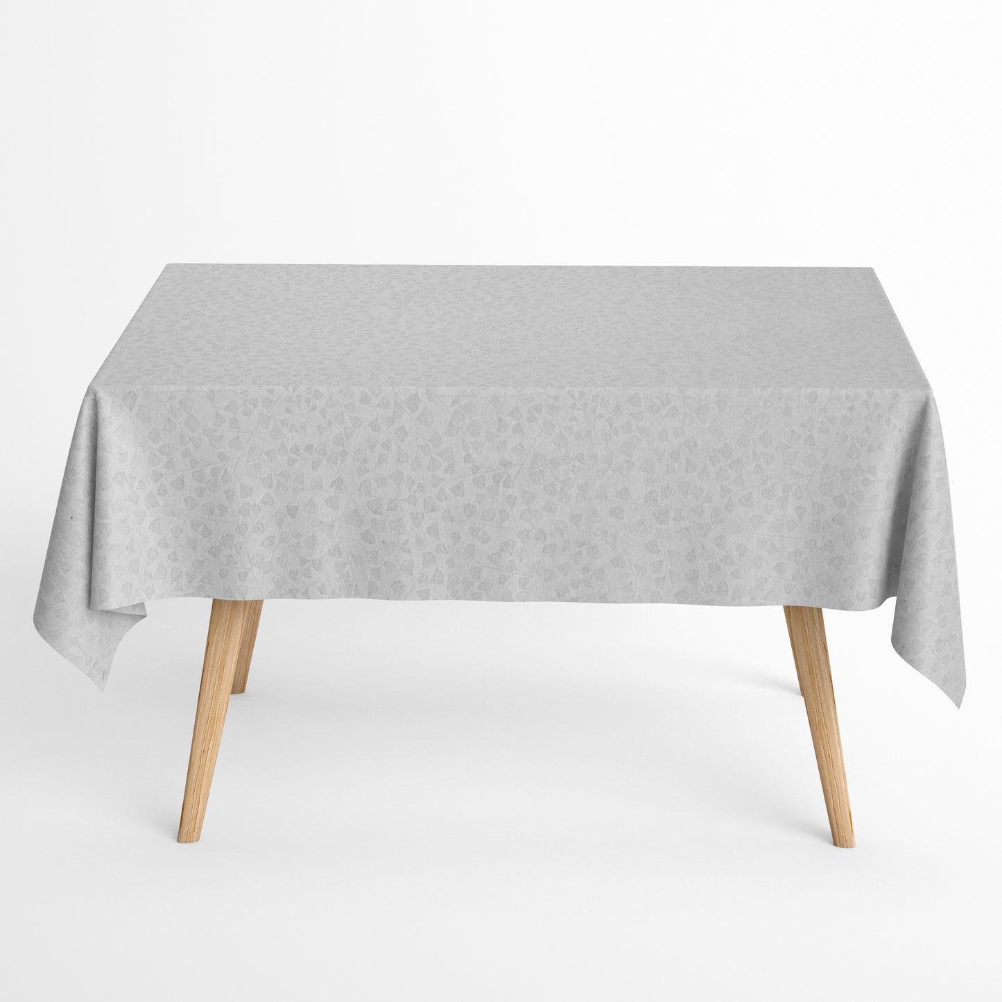 Jacquard Tischdecke aus beschichteter Baumwolle mit Fleckenschutz JANCO PLATA silberne Blätter eckig rund oval