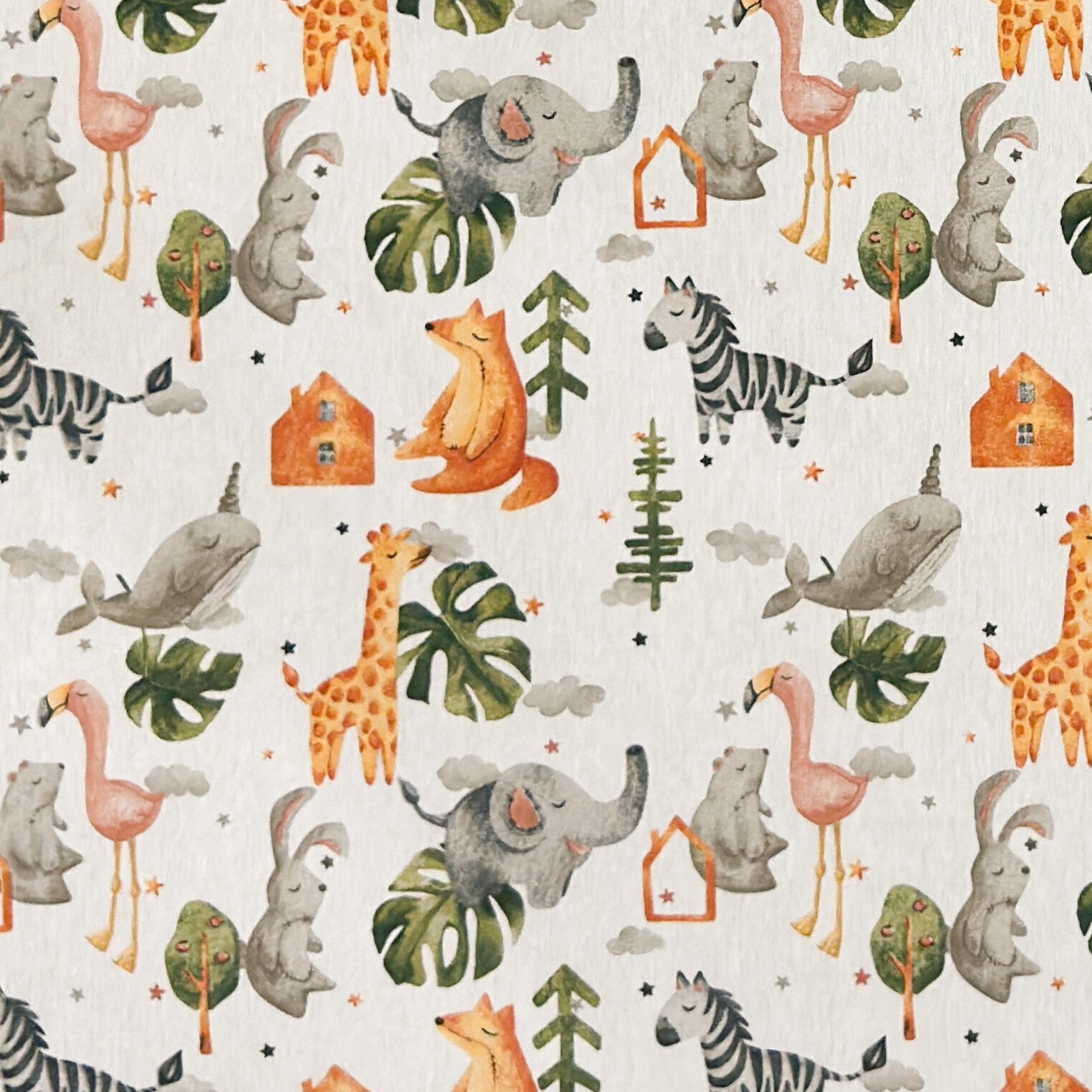Tischdecke beschichtete Baumwolle Zoo Giraffe Elefant