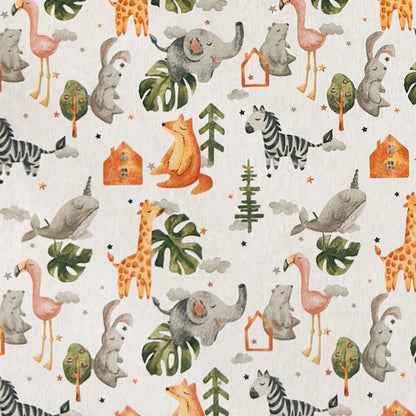 Tischdecke beschichtete Baumwolle Zoo Giraffe Elefant