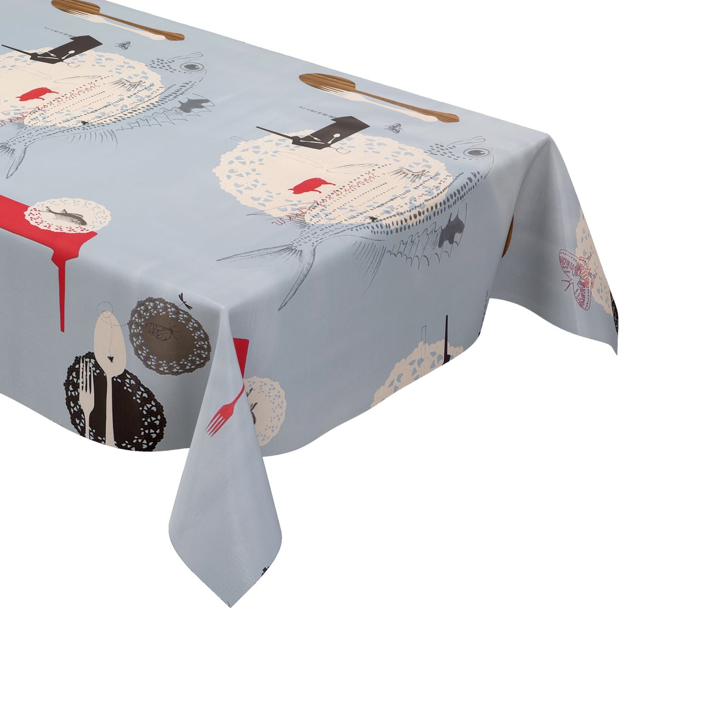 Wachstuch Tischdecke maritim Fische hellblau Küchenmotiv