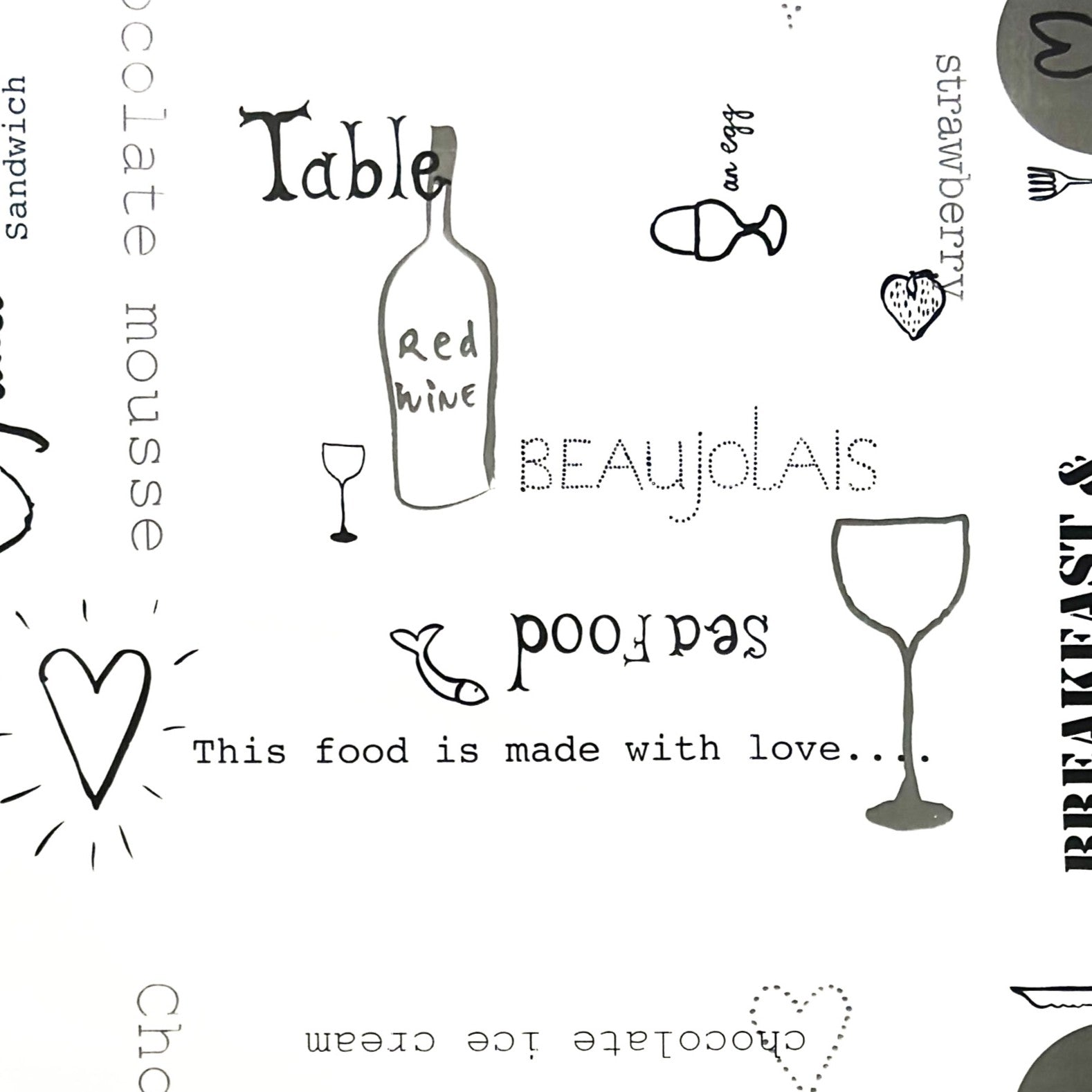 Wachstuch Tischdecke Essen und Trinken