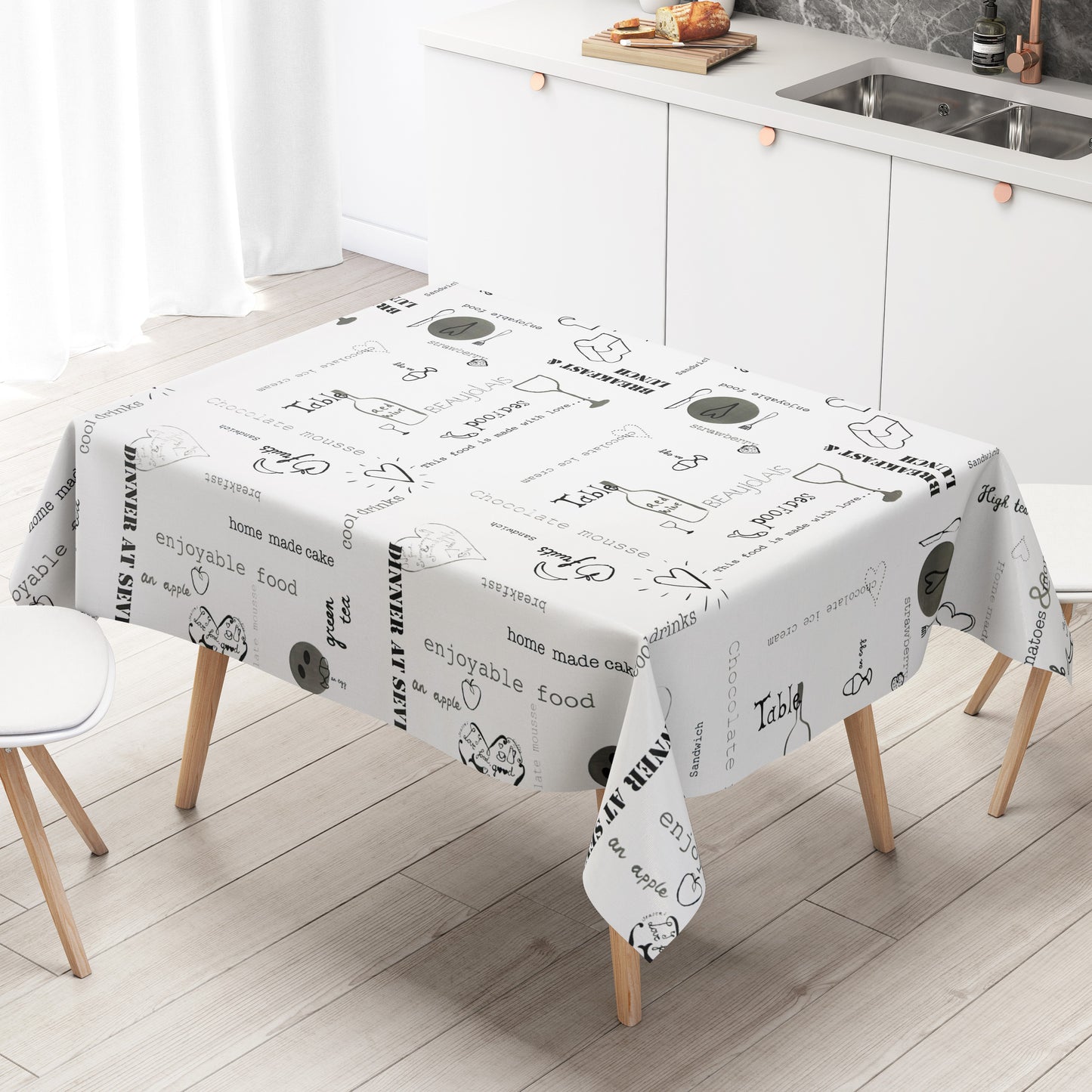 Wachstuch Tischdecke Essen und Trinken