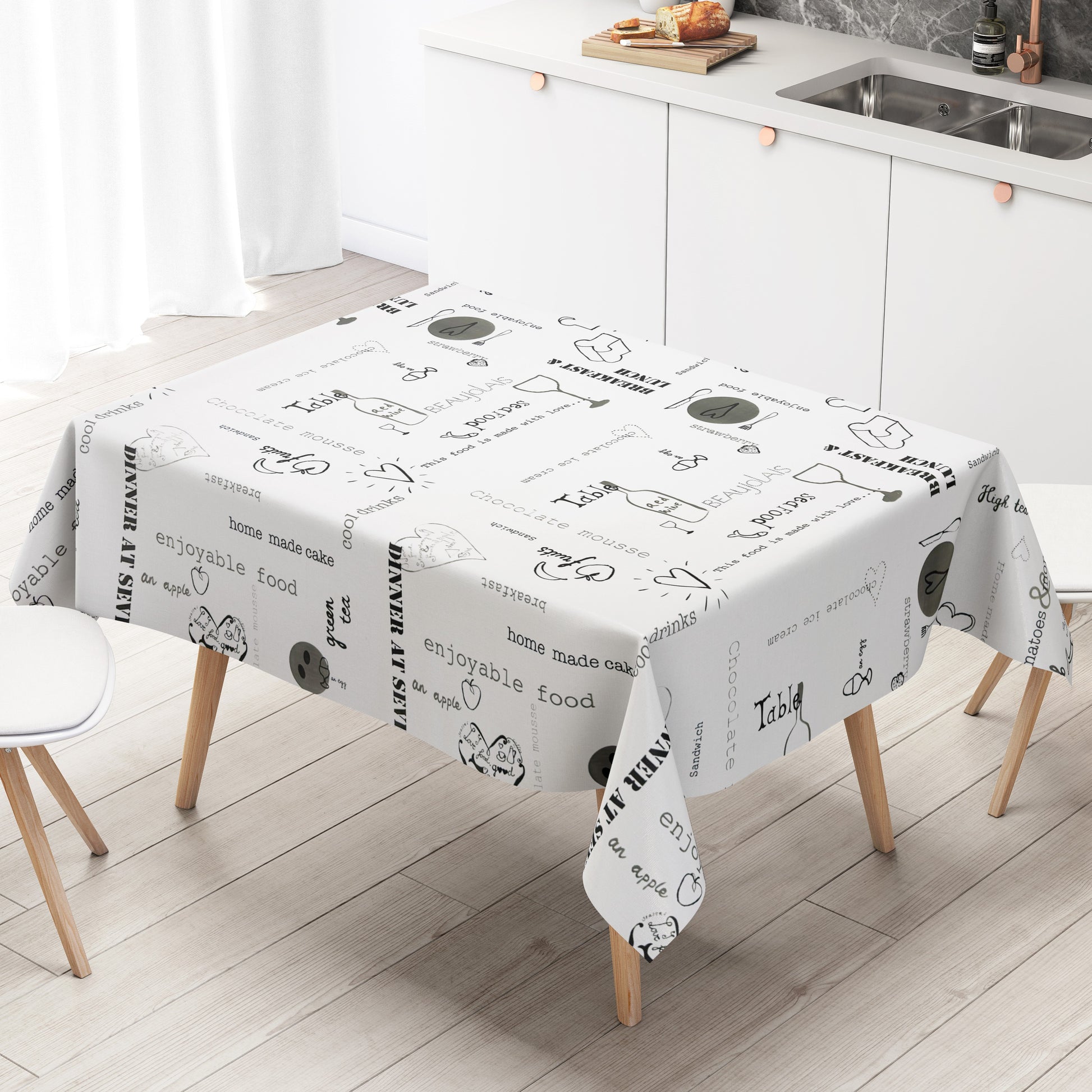 Wachstuch Tischdecke Essen und Trinken