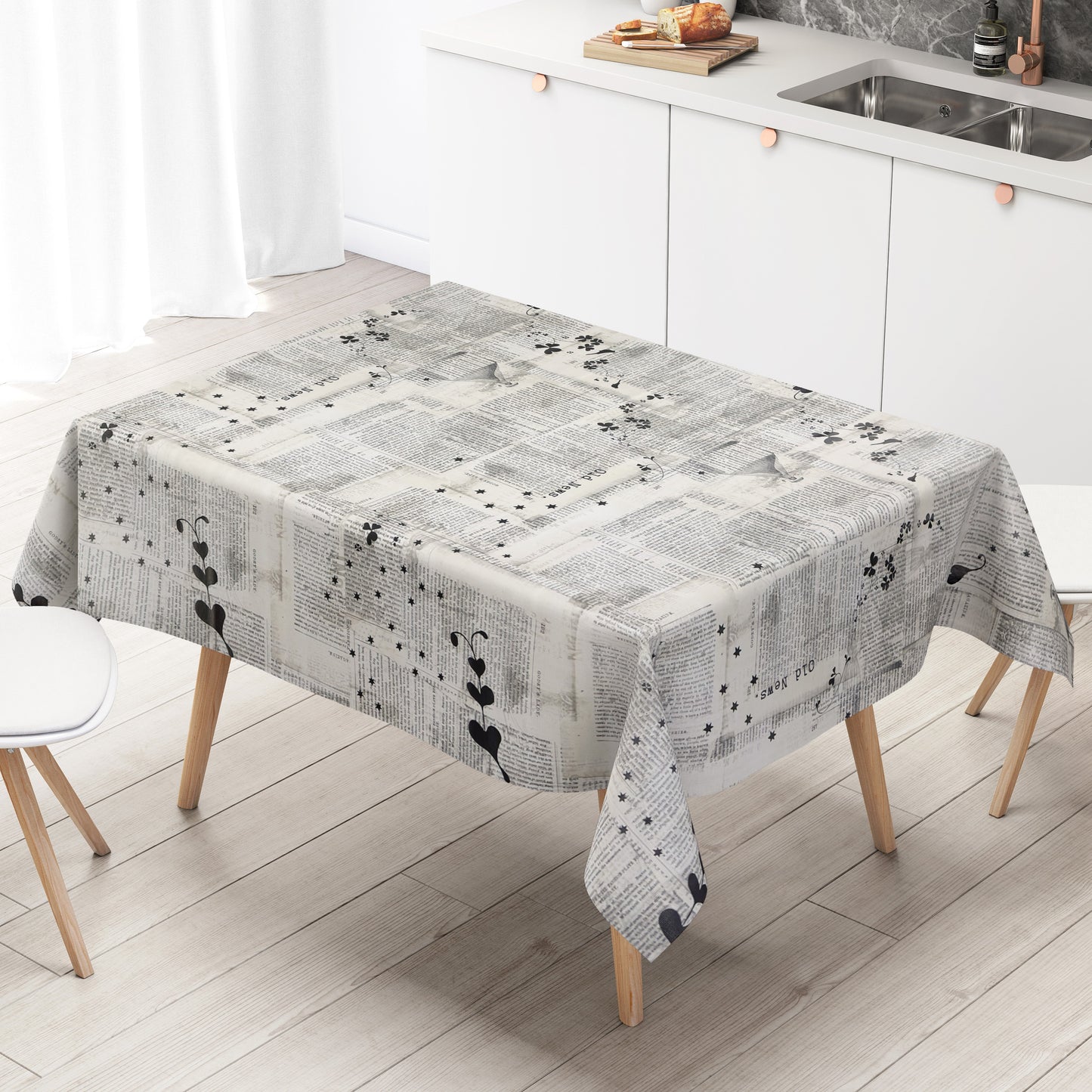 Wachstuch Tischecke Zeitungspapier
