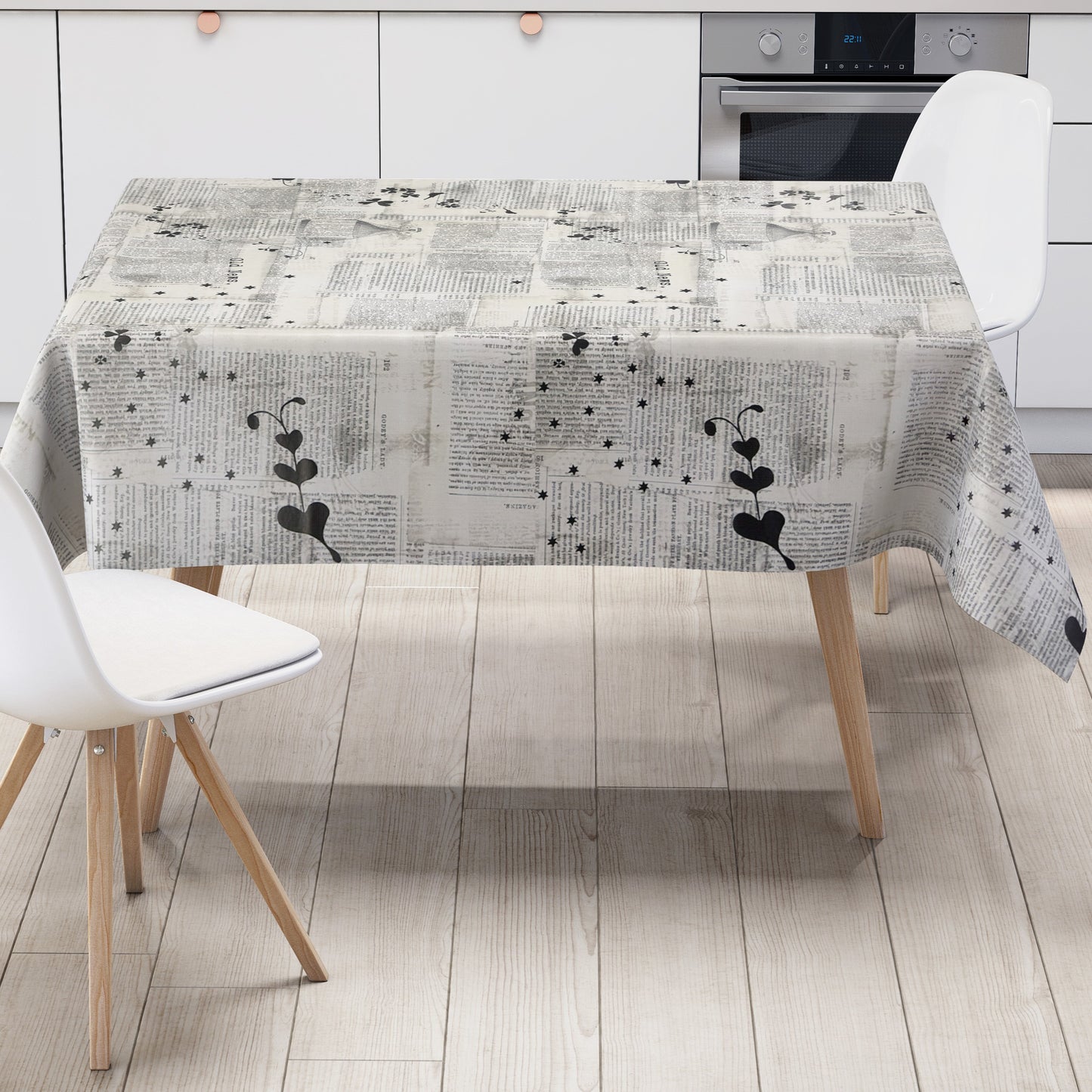 Wachstuch Tischecke Zeitungspapier