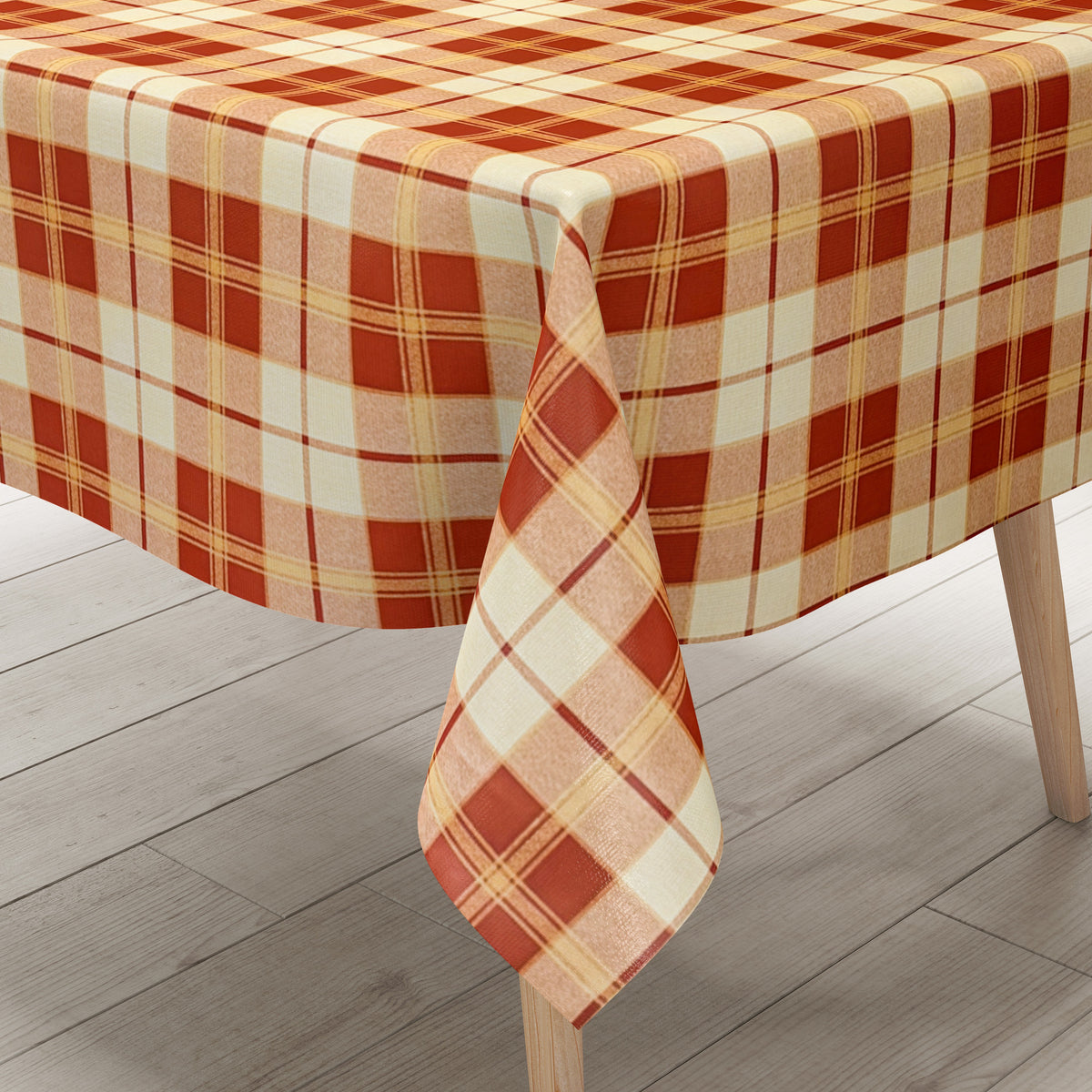Wachstuch Tischdecke K109A rot beige kariert Karo Tartan eckig rund ov –