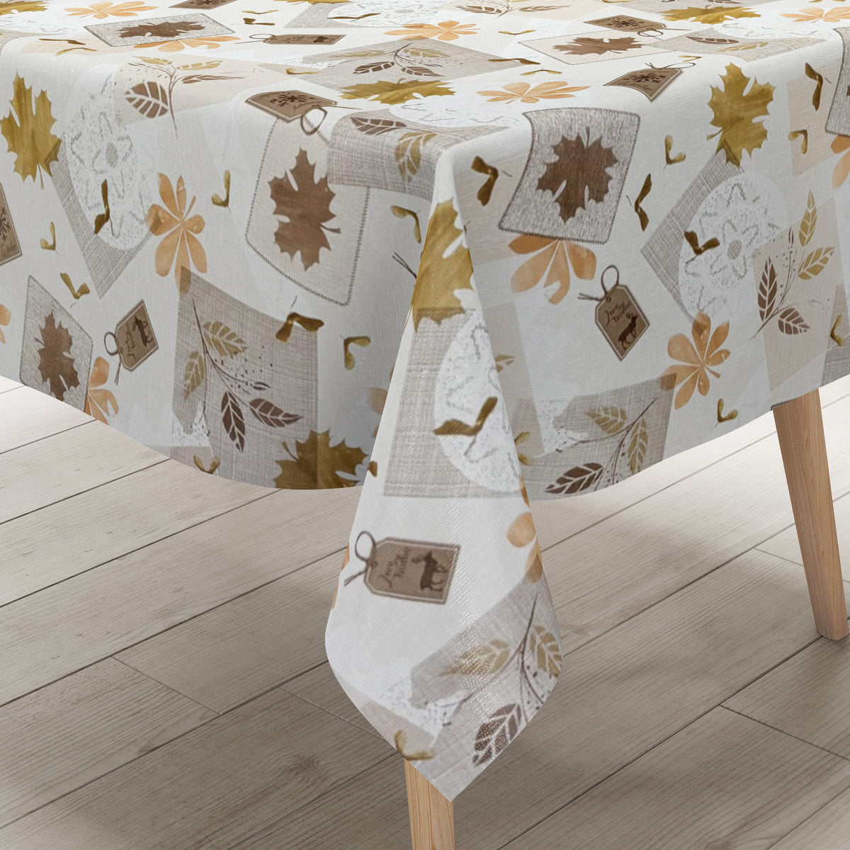 Wachstuch Tischdecke K121A HERBST KÜSST WINTER Laub Blätter eckig rund –