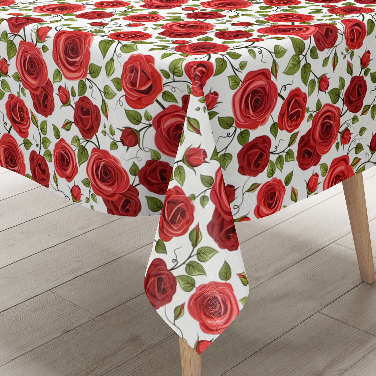 Wachstuch Tischdecke K138A rote Rosen auf weiss eckig rund oval –
