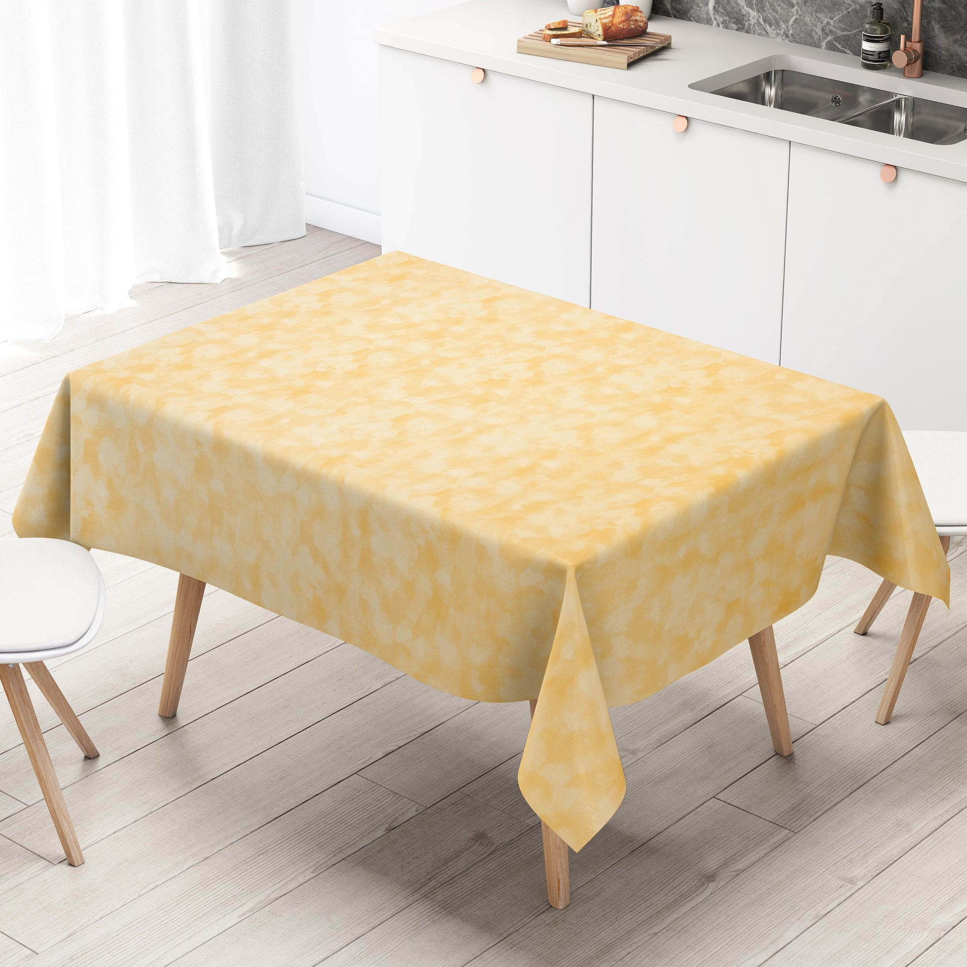 Wachstuch Tischdecke marmoriert gelb