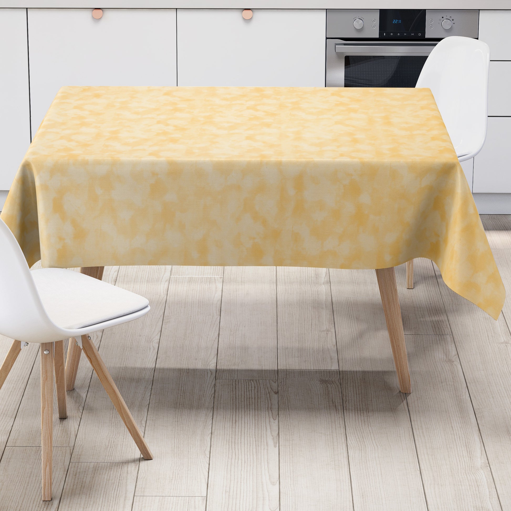 Wachstuch Tischdecke marmoriert gelb