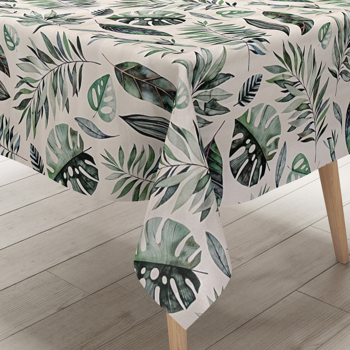 Wachstuch Tischdecke K150131 Monstera Laub Dschungel auf weiss nach Ma –