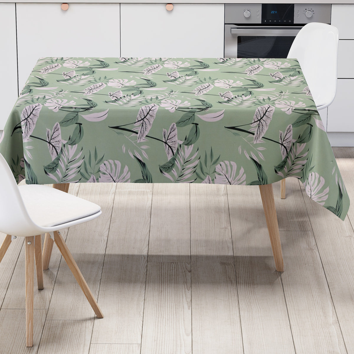 Wachstuch Tischdecke K150203 mintgrün Dschungel Monstera eckig rund ov –