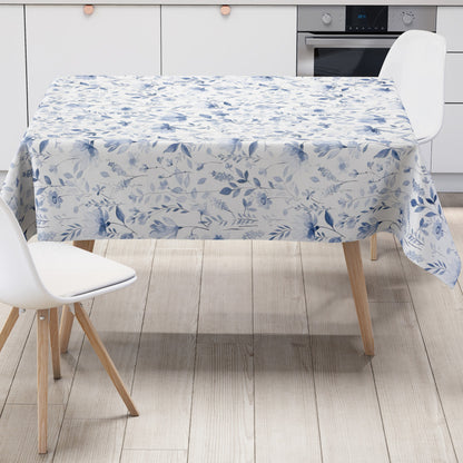 Oilcloth tablecloth K150242 blue flower meadow blossoms square round oval
