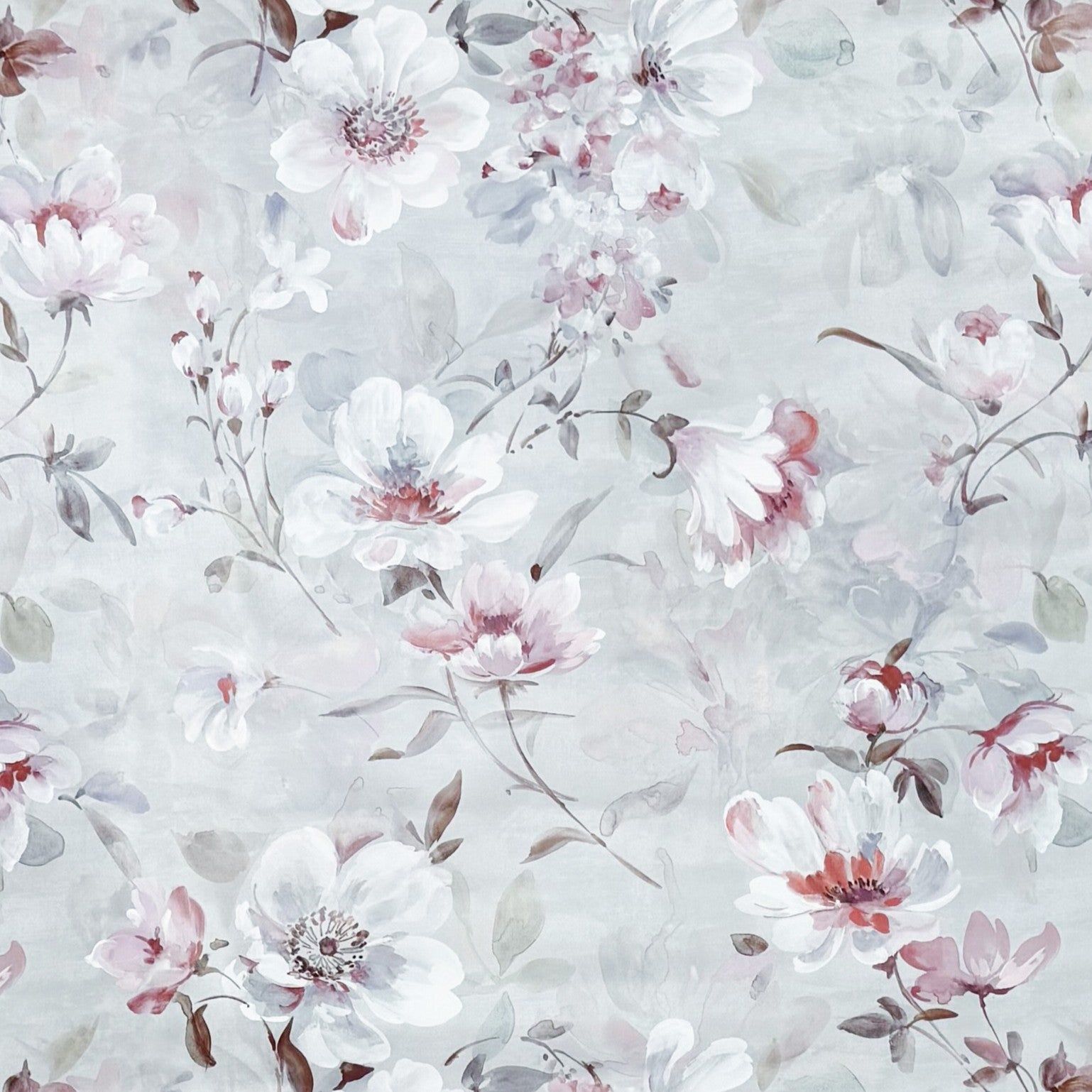 Wachstuch Tischdecke Blumen grau