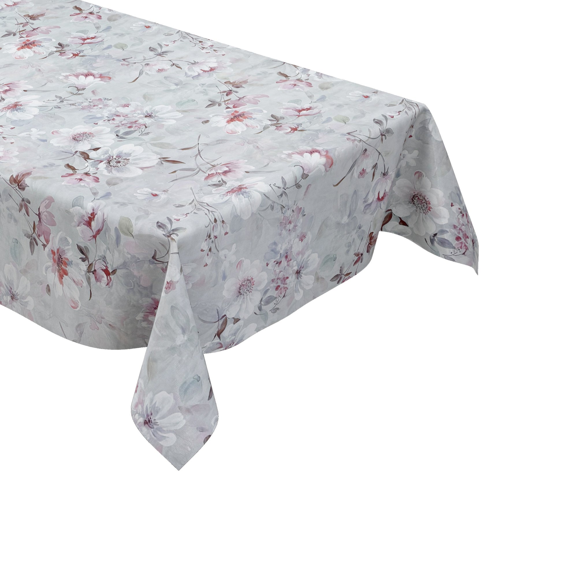 Wachstuch Tischdecke Blumen grau