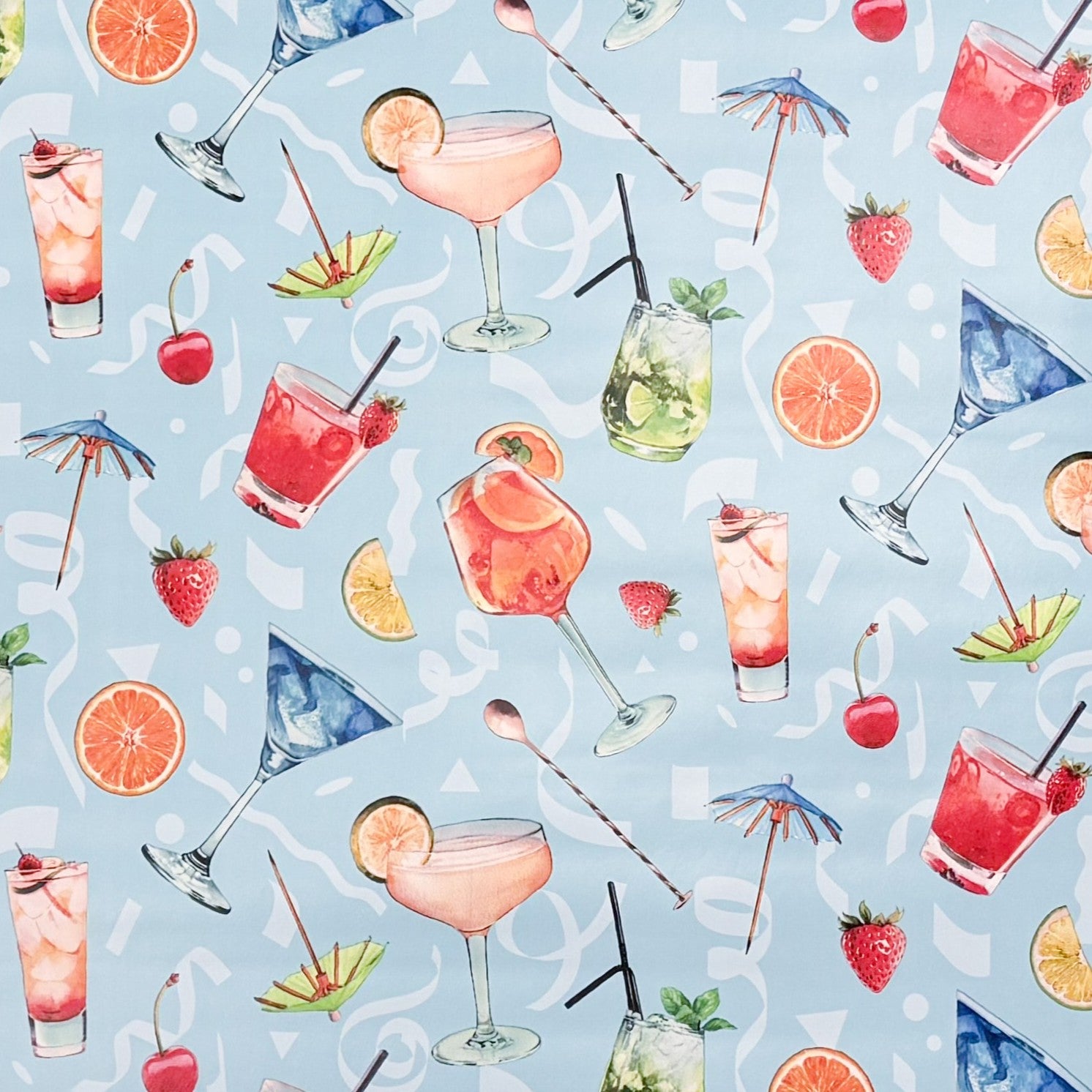 Wachstuch Tischdecke Früchte und Cocktails