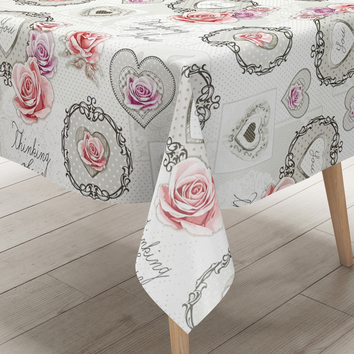 Wachstuch Tischdecke K191B LOVE Herzen Rosen Patchwork eckig rund oval –