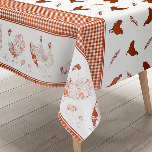 Wachstuch Tischdecke Hühner Bauernhof Küken Landhaus rot