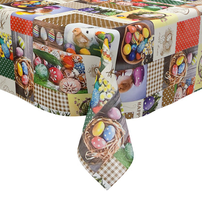 Nappe en toile cirée K28B Pâques Lapin de Pâques Œuf de Pâques carré rond ovale