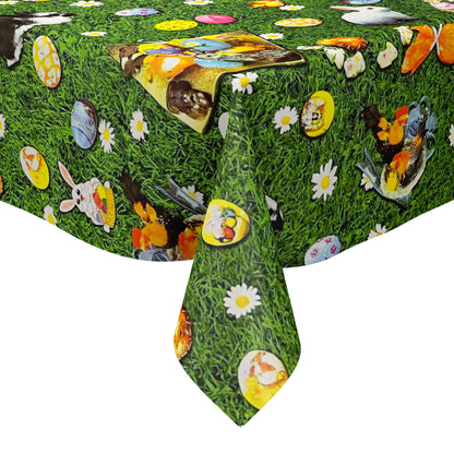 Nappe toile cirée vendue au mètre 01301-00 Pâques Lapin de Pâques Tulipes carrée ronde ovale