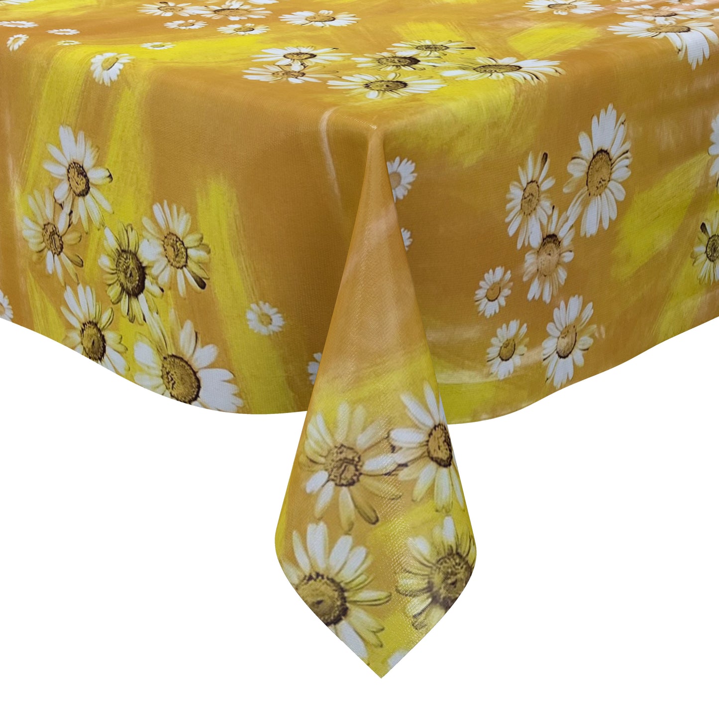 Nappe en toile cirée KE11610 terre cuite marguerites fleurs printemps carré rond ovale