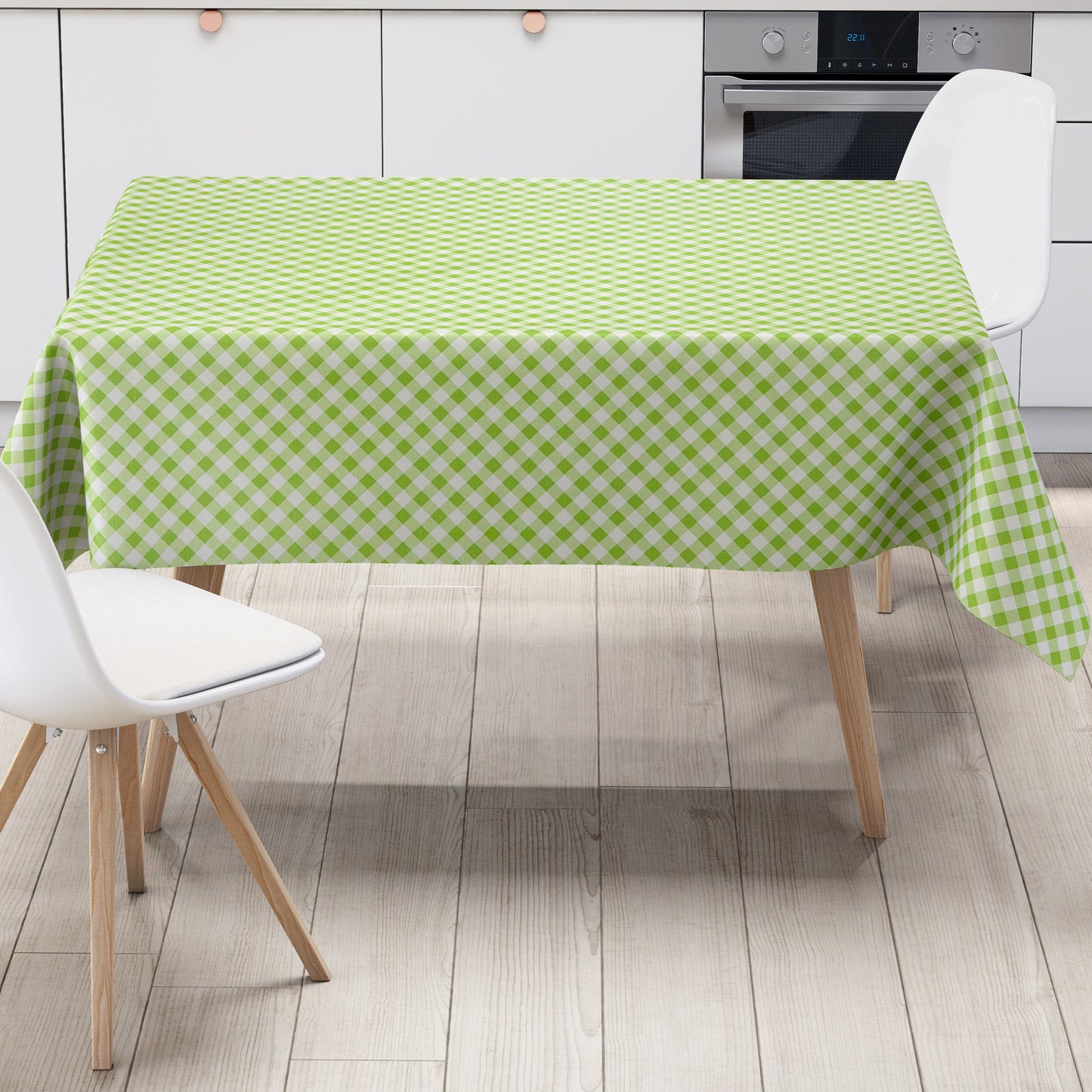 Wachstuch Tischdecke Rautenkaro grün weiß