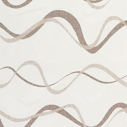 Wachstuch-Tischdecke mit modernem Wellenmuster in Beige, Taupe und Sand auf hellem Hintergrund. Geschwungene Linien in feiner Leinenoptik verleihen dem Design eine elegante, ruhige und zeitlose Ausstrahlung im modernen Wohnstil.