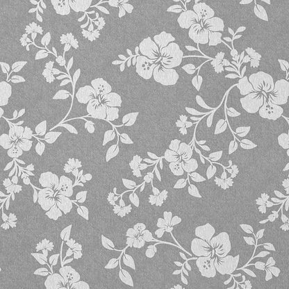 Jacquard Tischdecke beschichtete Baumwolle 160 cm Breite LEMIPIKA grau Hibiskus Blüten eckig rund oval