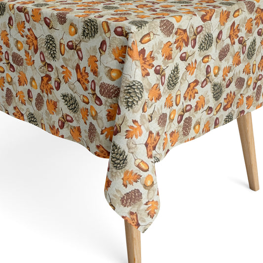 Tischdecke beschichtete Baumwolle HErbst Eicheln Laub