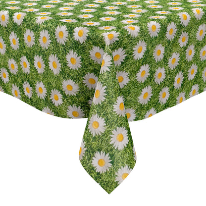 Nappe en toile cirée M19149 marguerites prairie fleurie carrée ronde ovale vendue au mètre