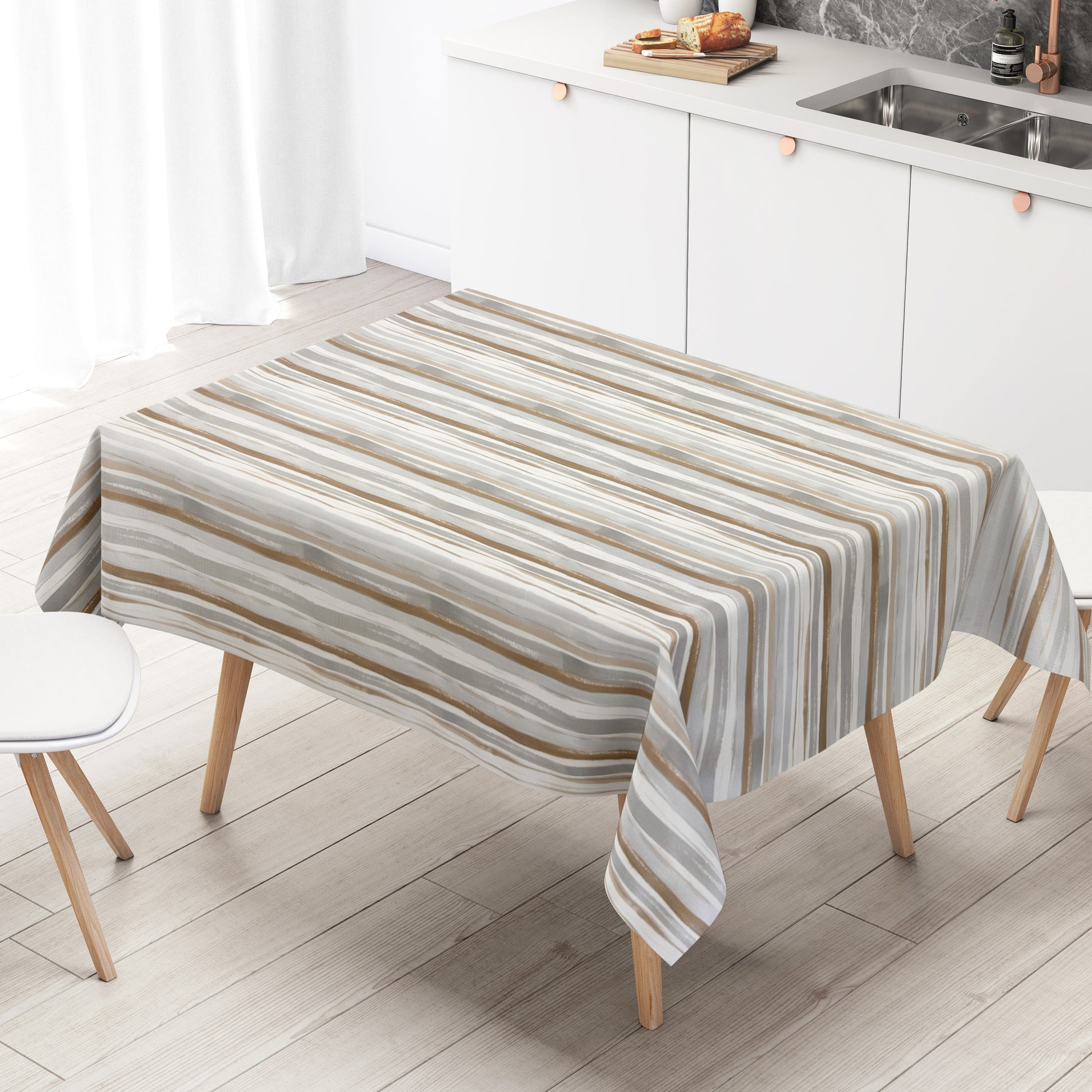 Wachstuch Tischdecke streifen bronze silber