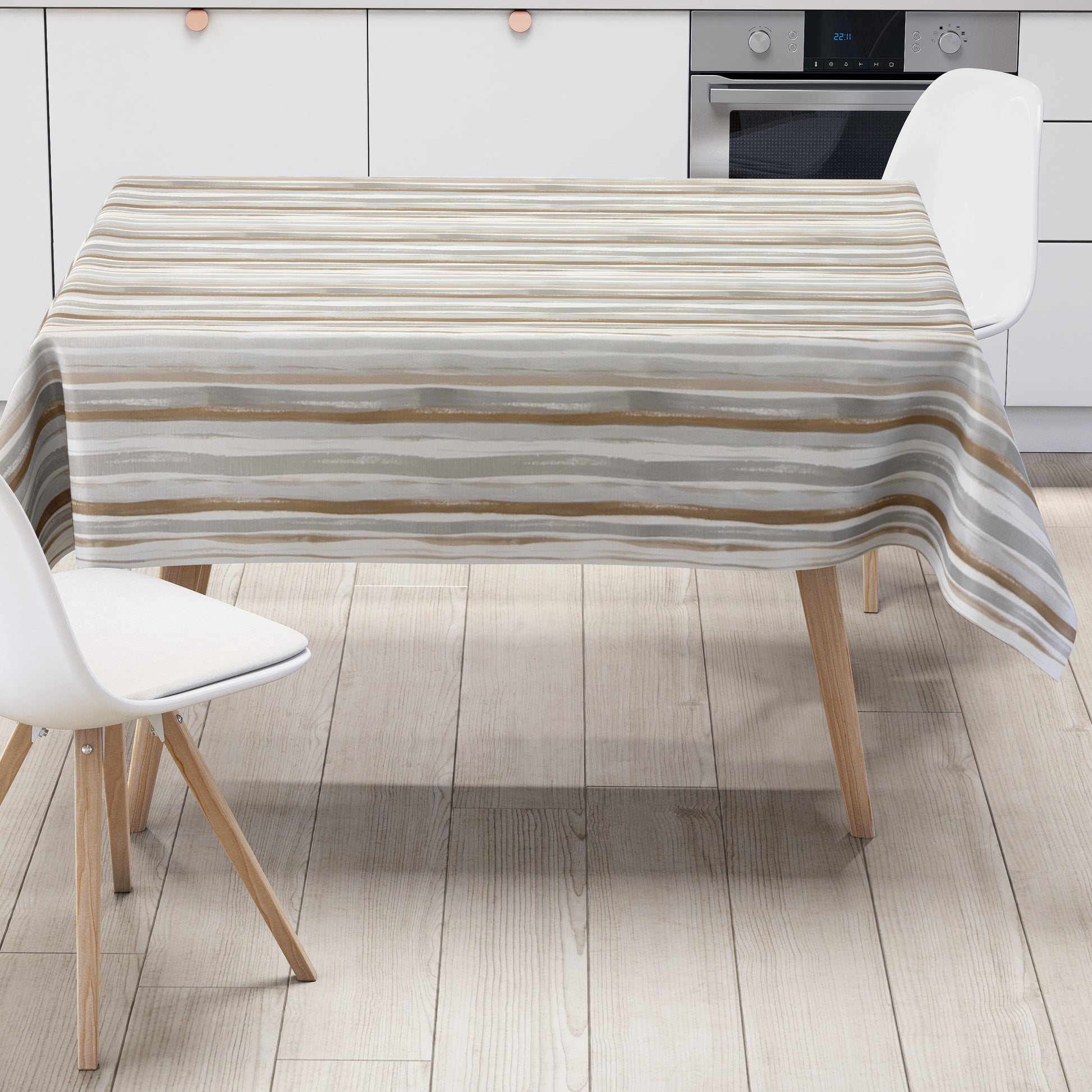 Wachstuch Tischdecke streifen bronze silber