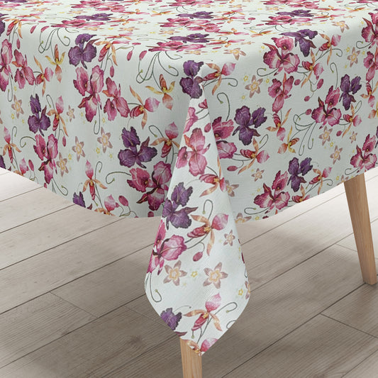 Wachstuch Tischdecke geprägt M19414 rosa Blüten Orchideen eckig rund oval