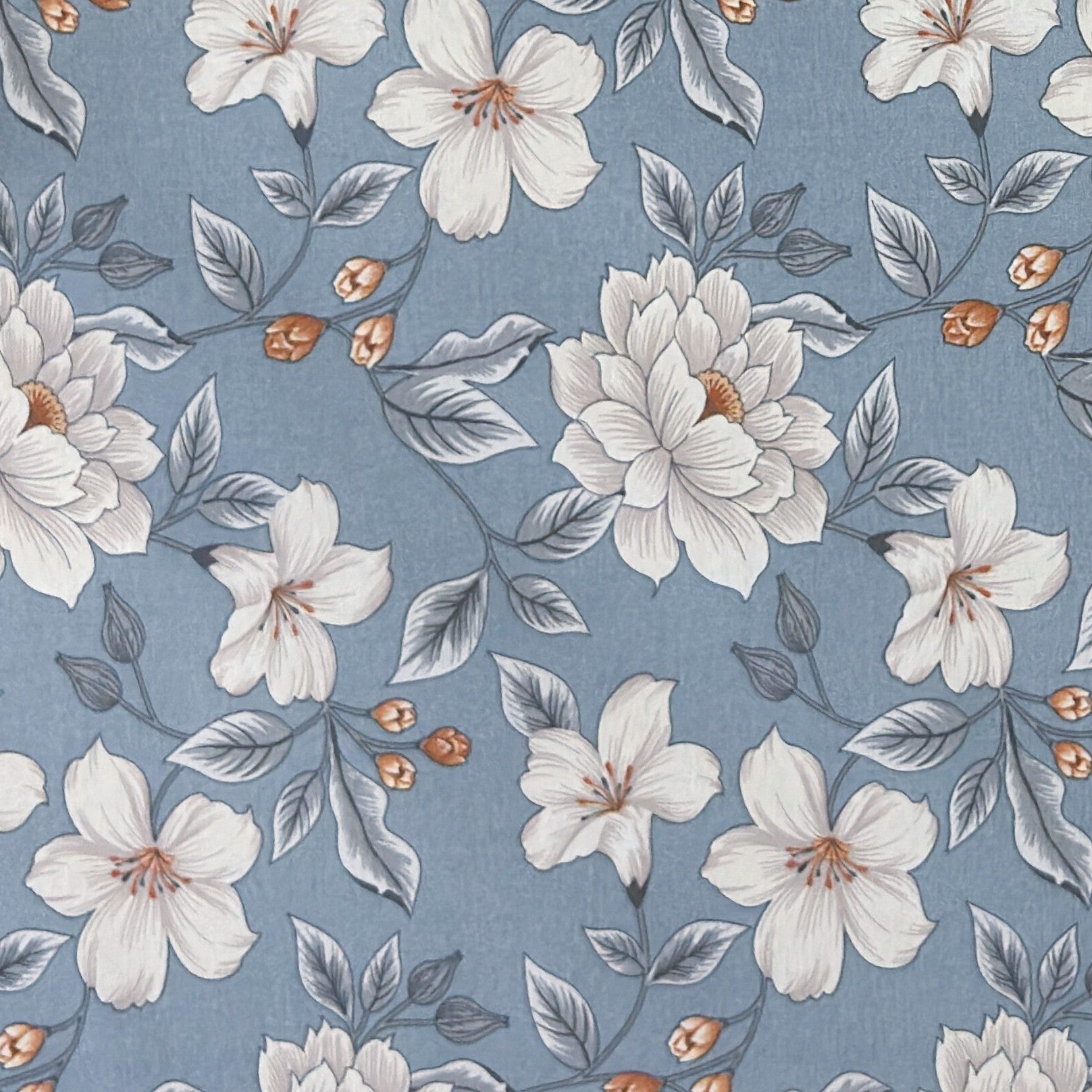 Tischdecke beschichtete Baumwoll Lilien Blumen blau