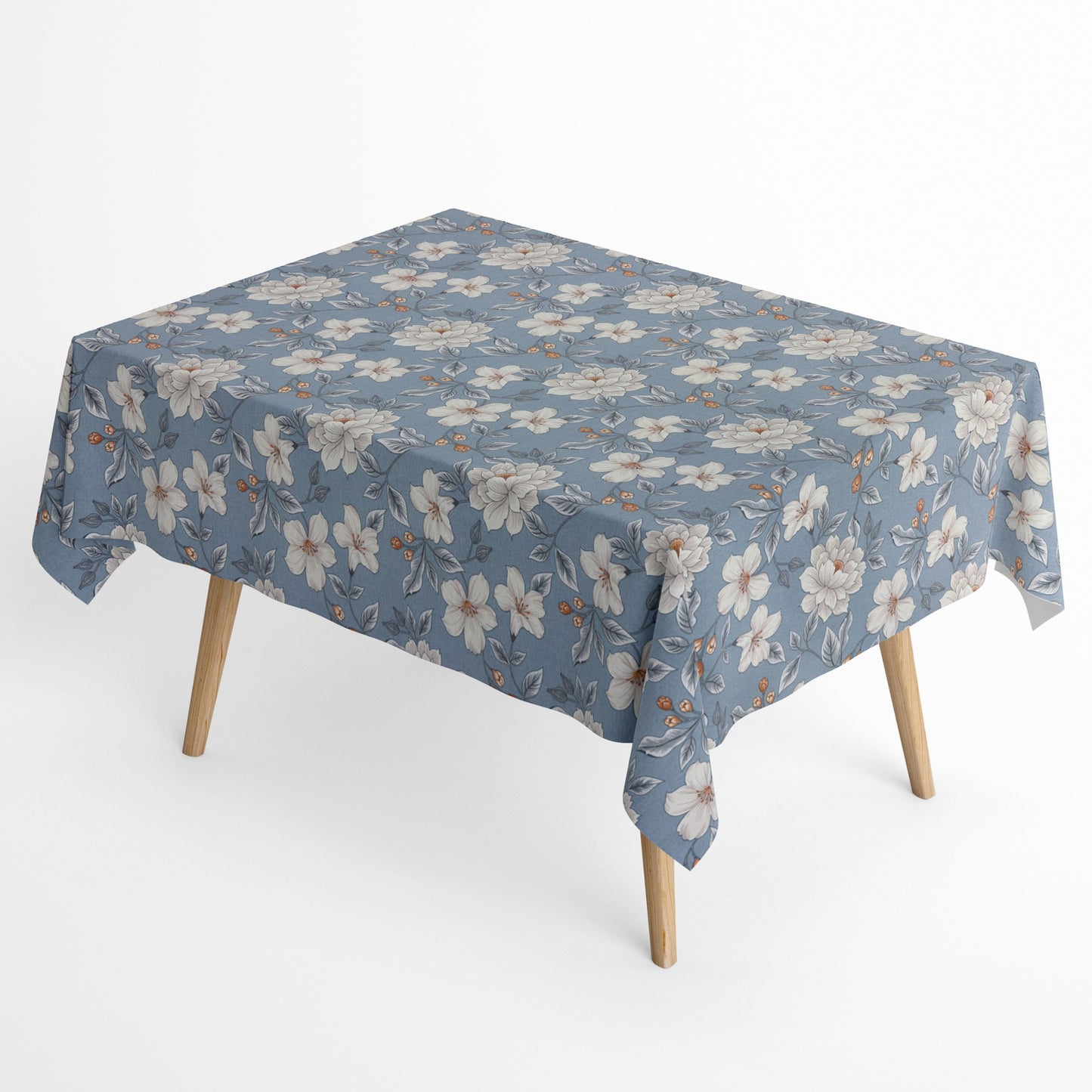 Tischdecke beschichtete Baumwoll Lilien Blumen blau