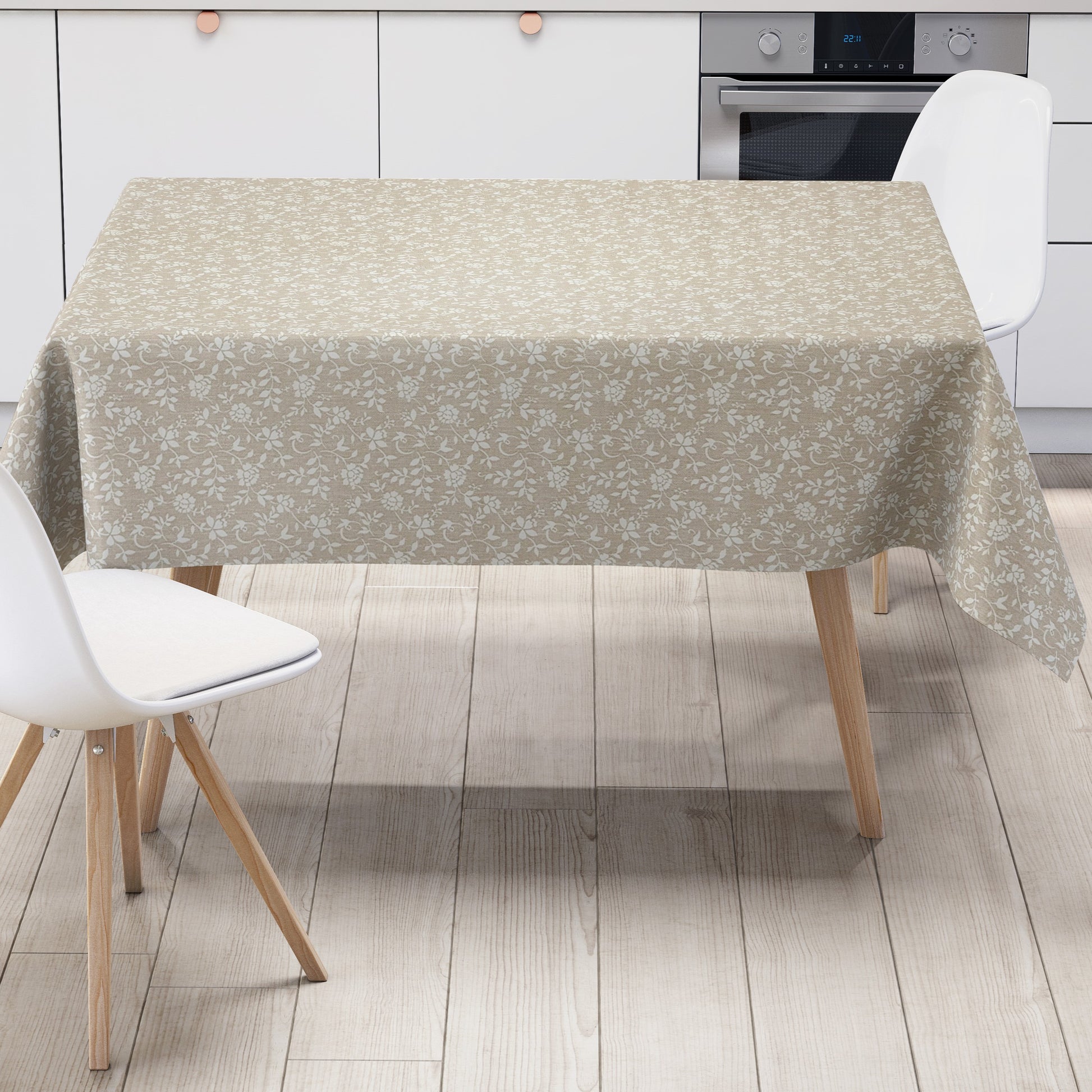 Wachstuch Tischdecke Rosen beige Leinen