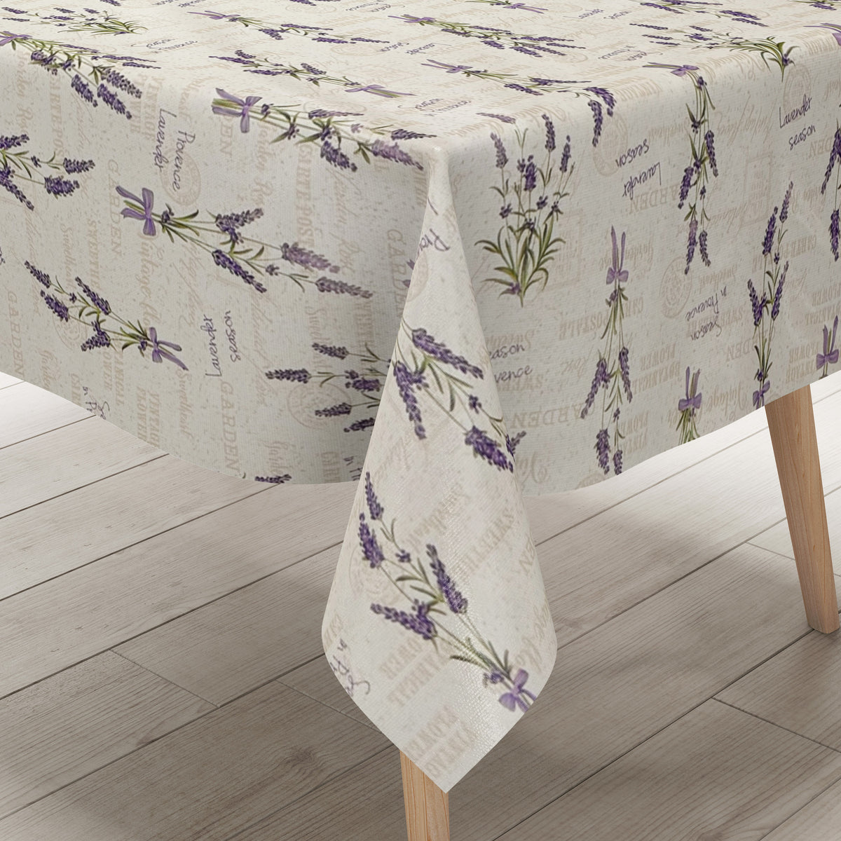 Wachstuch Tischdecke 160 cm Breite Übergröße P1010-1 beige Lavendel Pr –