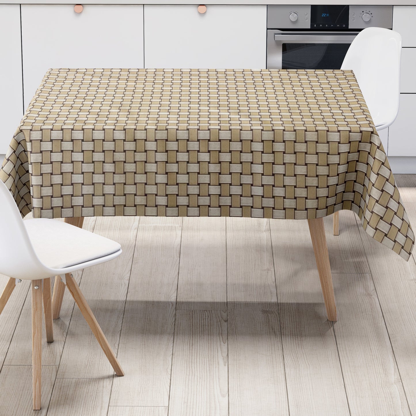 Wachstuch Tischdecke Rattan Optik beige