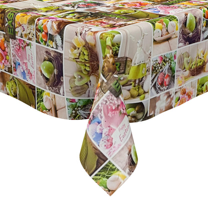 Nappe toile cirée vendue au mètre P1091-1 JOYEUSES PÂQUES Pâques carré rond ovale