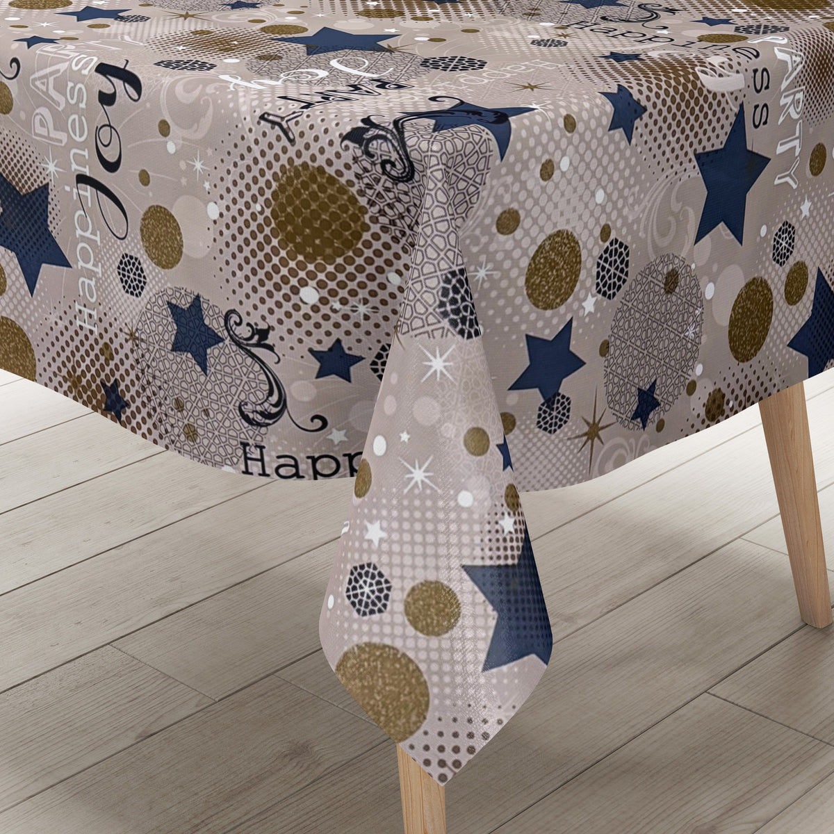 Wachstuch Tischdecke P1094-4 taupe Silvester Party Neujahr Karneval Fa –
