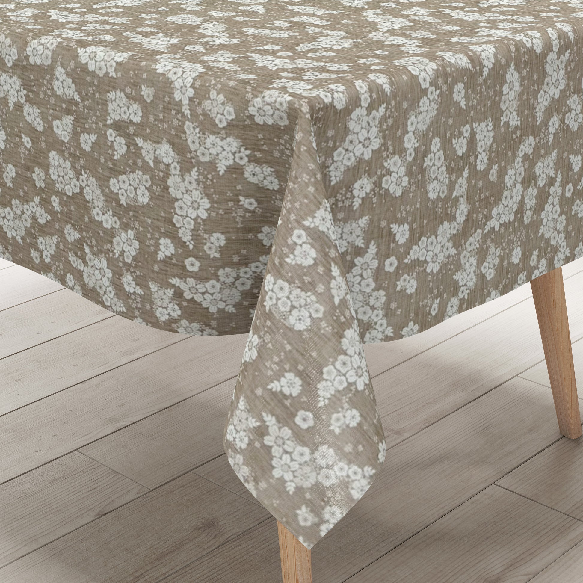 Wachstuch Tischdecke Blumen beige