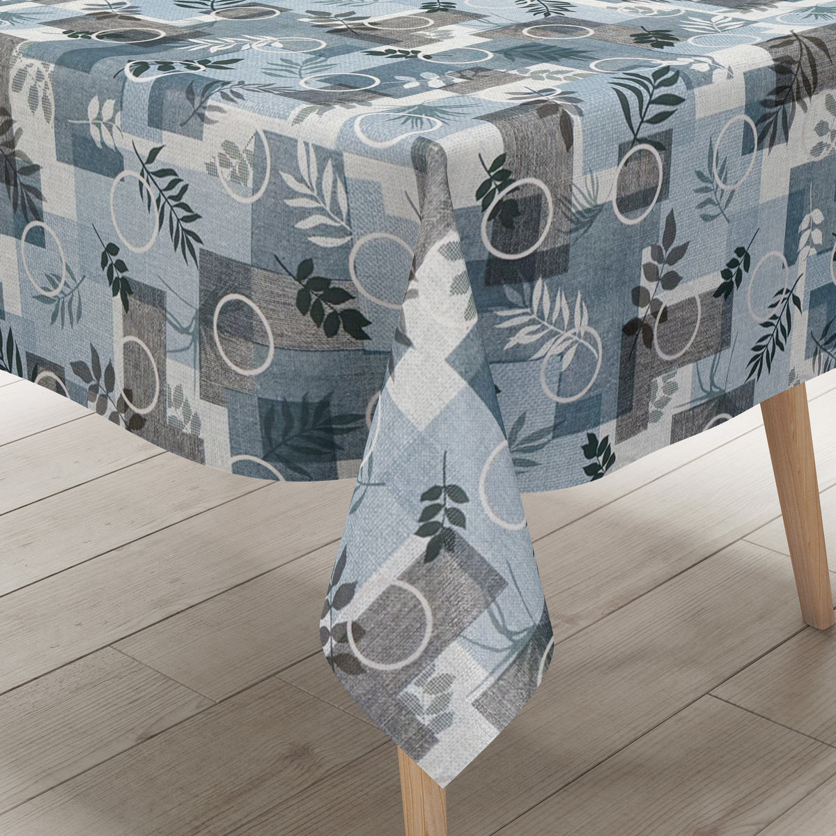 Wachstuch Tischdecke 160 cm Breite Übergröße geprägt P1112-2 blau Blät –