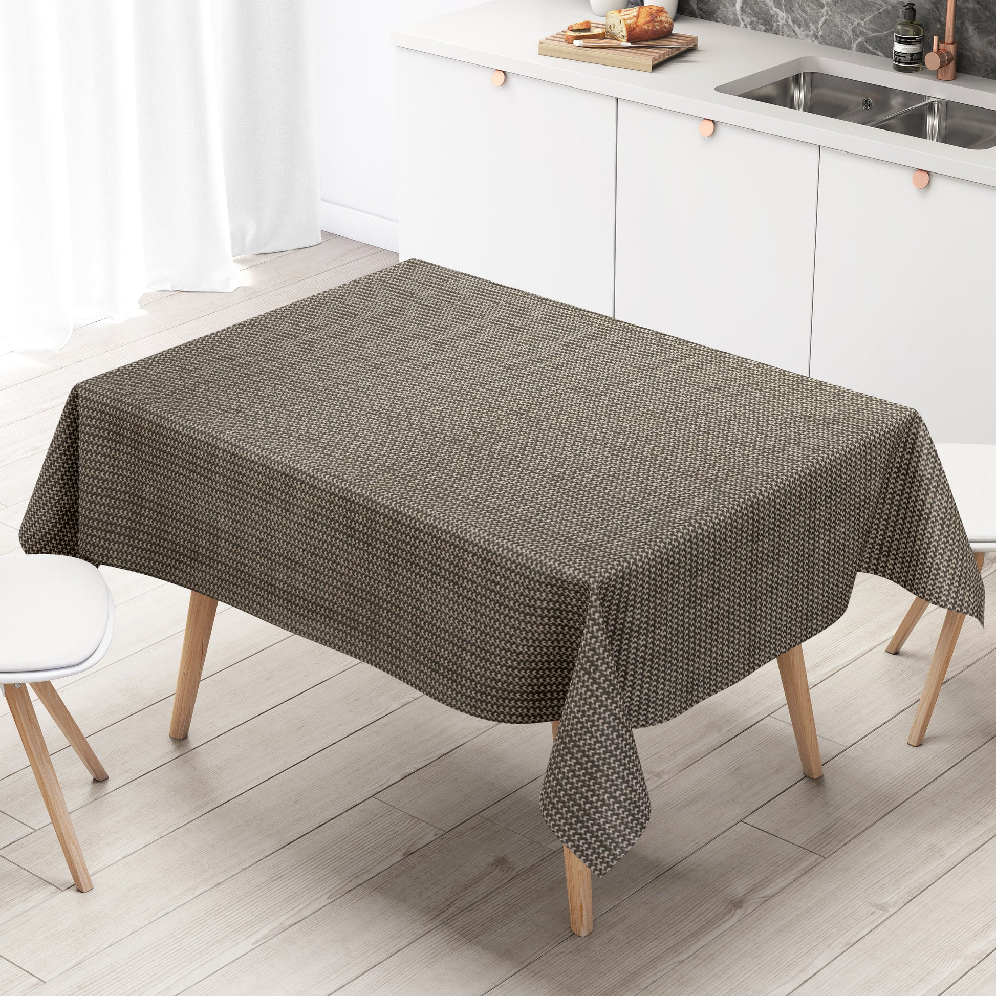 Wachstuch Tischdecke Schlingenoptik braun beige