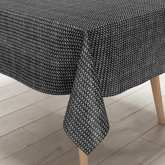 Wachstuch Tischdecke Schlinenoptk schwarz weiß