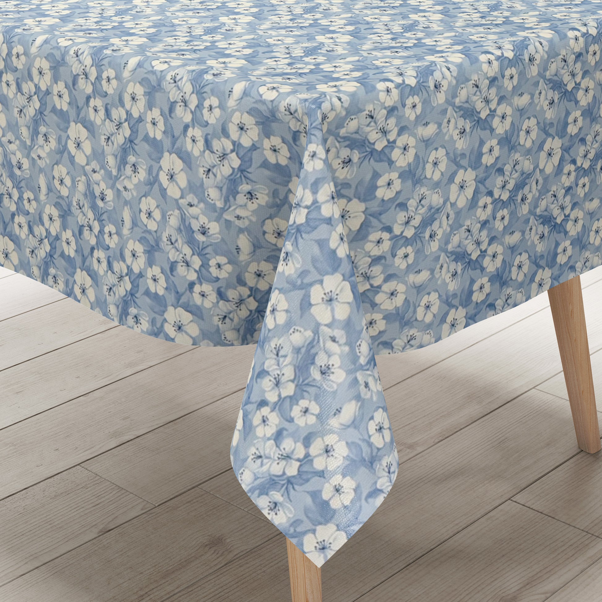 Wachstuch Tischdecke geprägt P1173-3 hellblau Kirschblüten Meterware eckig rund oval
