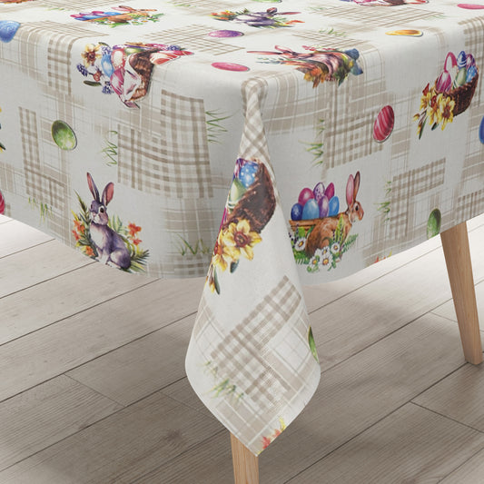 Wachstuch Tischdecke OStern Osterhase Osterei beige