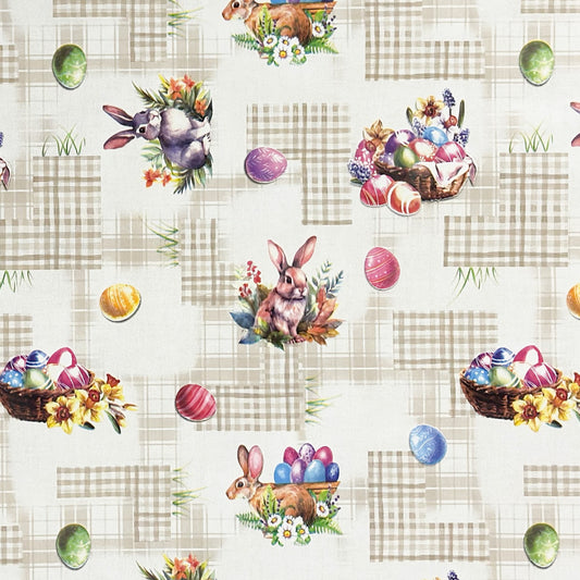 Wachstuch Tischdecke OStern Osterhase Osterei beige