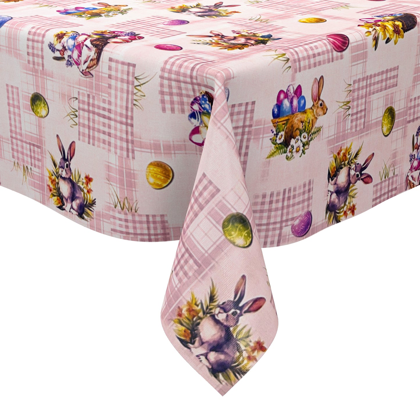 Nappe en toile cirée P1205-3 vieux rose Pâques Œufs de Pâques Lapin de Pâques carré rond ovale