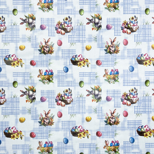 Wachstuch Tischdecke Ostern blau