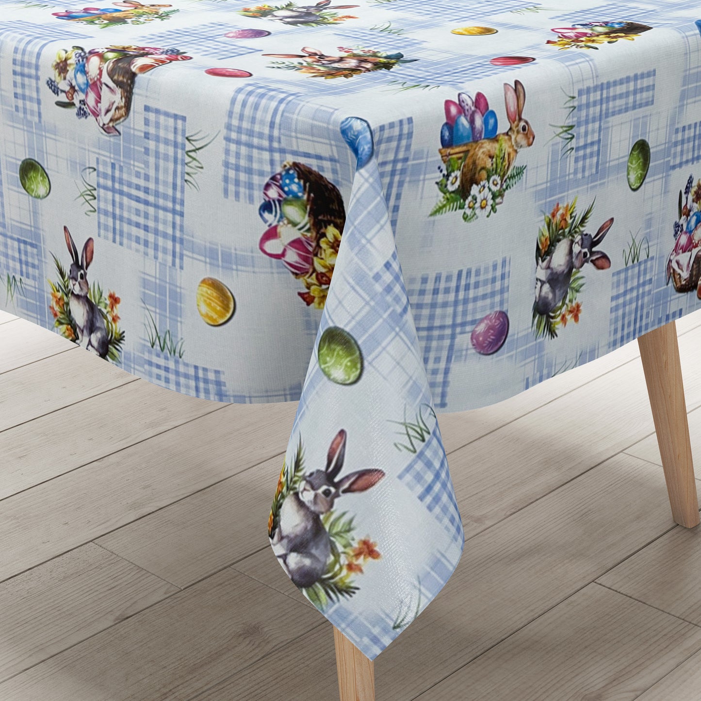 Wachstuch Tischdecke Ostern blau